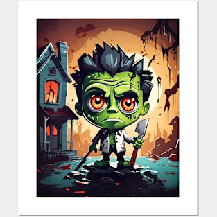 Cute Halloween Frankenstein Posters and Art